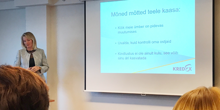 Kairi Vaade-Kuusemets jagamas nõuandeid KredEx Krediidikindluse seminaril Tallinna Ettevõtluspäeval 2017