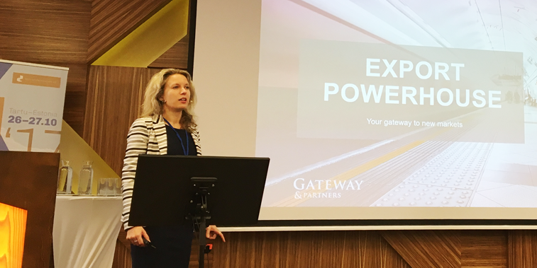Gateway & Partners Läti ekspordinõustaja Krista Pētersone kõnelemas Mööblitootjate konverentsil 2017